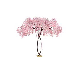 PEACH BLOSSOM PLANT W/30 HANGING BRANCHES & CROSSED TRUNKS ON METAL BASE, D. 290 CM, 280 CM
