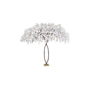 PEACH BLOSSOM PLANT W/30 HANGING BRANCHES & CROSSED TRUNKS ON METAL BASE, D. 290 CM, 280 CM.